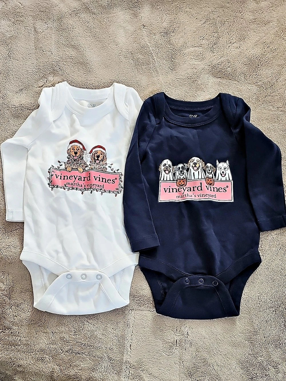 Vineyard Vines Baby Bodysuit Set White & Blue 0-3M